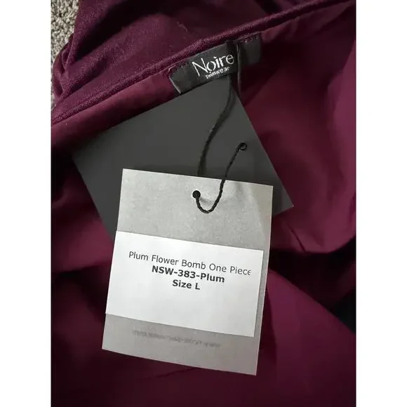 NOIRE SWIMWEAR Plum Flower Ruched One Piece size large brand new - Picture 5 of 6